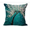 Housse de coussin à motif d'arbre, peinture à l'huile 3D, pour voiture, Support de taille, chambre à coucher, salon, canapé, taie d'oreiller