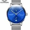 GUANQIN Top Brand Luxury Men Business Automatic Date Mesh Strap Watch Man Fashion Full Steel Mechanical Watch relogio masculino