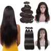 360 Koronki Frontal Zamknięcie z wiązkami Proste Peruki z Włosów Dziecko 8A Fala Body Brazylijska Dziewiczy Human Hair Pre Skrzydła Natural Włosy Linia