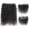 Fasci di capelli umani Ishow con chiusura frontale in pizzo HD trasparente 13x6 corpo sciolto ricci crespi profondi acqua lisci per le donne 828in9221657