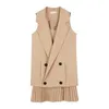 Mode-2 pièces femmes gilet Long veste + robe plissée mode femmes costume femme décontracté deux pièces femmes costume Conjunto Feminino