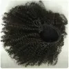 Cabelo Humano Natural Puff Afro Curto Crespo Encaracolado Chignon Bun Com Cordão Rabo de Cavalo Envoltório Hairpiece Extensões de Cabelo Falso 120g / pcs