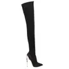 Bottes de mode en tissu élastique d'automne printemps Super High Talon Stiletto pointu de l'orteil sur les bottes du genou Sleeve Knight Boots Large S4943182