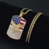 Flaga hip -hopu z Diamentowych Naszyjników Diamentowych Stanów Zjednoczonych dla mężczyzn Eagle Stars and Stripes Luksusowy naszyjnik ze stali nierdzewnej USA FL266Y