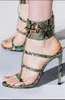 Heißer Verkauf-Hohe Qualität Anpassen 2019 Sommer Frauen Sexy Runaway High Heels Pumps Marke Metall Schnalle Schlangenleder Sandalen Mujer 35-41