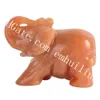 10st Retro Figurskulptur Ädelsten Elephant Hand Skyddad Ornament Naturlig röd Aventurine Quartz Rock Crystal Animal Elephants Lycka till