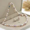 Neue natürliche 8-9 mm Süßwasser kultivierte Perlenhalskette Ohrringe Set Frau Mädchen Hochzeit Weihnachtsgeschenkschmuck Schmuck Design Großhandel 321J