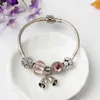 Wholesale-925 Murano Glass Cartoon Charm Bracelets For Women crystal Original DIY Jewelry Style Fit Pandora with Crown