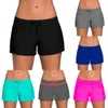 Short de bain deux pièces séparé pour femmes, couleur unie, pantalon de bain, sport, course à pied, plage, grande taille