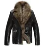 Mens Leather Jackets Winter Coats Real Raccoon Fur Coats Snow Overcoat Outwear Warm Thick Plus Size 4XL 5XL High Quality