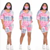 Tie-Dye Touchsuits Печатные V-образные футболки шорты костюмы летние мода повседневные наряды свободно плюс размер топы брюки одежда наборы Pajamas B7510