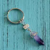 Vintage Keychain Best Friends Key Ring Fashion Crystal Pendulum Hexagonal Prism Natural Stone Friendship Women Key Chain Jewelry Men Keyring