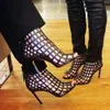 Trendy Örtü Peep Toe Yüksek topuk Gladyatör Ayakkabı Seksi Tasarımcı Bilek Bootie Boyut 35 40 To oymak