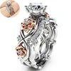 Crystal Cubic Zironia cluster Rings Flower Design Engagement Wedding Ring couple Fashion Jewelry Gift for Women