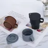 10 once in silicone pieghevole riutilizzabile tazze di caffè pieghevole tazza dell'acqua con il coperchio riutilizzabile portatile pieghevole campeggio della chiavetta espandibile Mug 6065