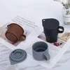 10oz Silicone Folding Reusable Coffee Mugs Collapsible Water Cup With Lid Reusable Portable Folding Camping Tumbler Expandable Mug 6065