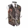 Camo Mens Wedding Vests Outerwear Groom Vest Camouflage Slim Fit Mens Vests(Vest+Tie)