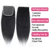 Goedkoop Braziliaans maagdelijk haar Yaki rechte bundels met 4x4 kanten sluiting Haarextensions Weven Human Hair Bundels Inslag met kant C5363965