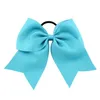 20 kleuren 8 inch grote effen Cheerleading lint strikken Grosgrain Cheer Bows stropdas met elastische band meisjes rubberen haarband FJ4412760560