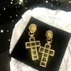 Orecchino a forma di croce con testa di leone vintage, orecchino a croce smaltato da donna per accessori di gioielli di moda per feste regalo