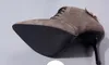 Hot Sale-designer boots women high heels winter boots sexy lace up pointed shoes khaki black size 34 to 39