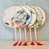 Chinese Vintage Round Hand Fan Retro Wedding Party Gift Fan Classical Dance Fans Flower Print Chinese Fans Dance Prop Wholesale VT1048