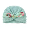 New Bebés Meninas Gorro bonito Florals bowknot crianças Headwear Crianças Crianças de malha Gorros Crânio Caps Chapéus Crianças Chapéus 8 cores