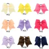 20 kleuren 8 inch grote effen Cheerleading lint strikken Grosgrain Cheer Bows stropdas met elastische band meisjes rubberen haarband FJ4412760560