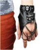 Europäische und amerikanische Punk-Handschuhe, Nicht-Mainstream-Hip-Hop-Rock-Show, Lederarmband, mehrschichtige Eisenkette, Lederhandfläche, wy144