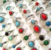 50pcs Whole Mixed SILVER Turquoise female women girls Rings Cool Rings Unique fashion Vintage Retro Jewelry278z