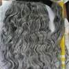 Ponytail Clip In Human Hair Extensions Brazilian Remy Natural Gray Curly 18 20in Blandning Grå 120g per förpackning