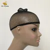 Två ändar Öppna Fishnet Wig Caps Hair Net Svart Blont Färg Vävning Keps för att bära peruker Snood Nylon Meshcap