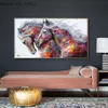 Chevaux colorés décoratifs toile affiche nordique animal mur art imprime