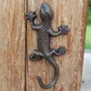 6 Pieces Cast Iron Gecko Hook Wall Mount Hanger Towel Coat Hat Keys Holder Storage Home Cottage Door Rack Vintage Rustic Brown lizard Retro