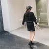 春秋女性ウールコートとスカートセットファッション女性Tweedセットレディースタッセルジャケットトップスカート2ピースセット