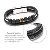 Fashion Energy Natural Lava Stones White Howlite Bracciale in corda di cuoio a doppia fila Bracciale da uomo in pietra con perline Bracciali Yoga