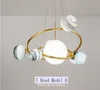 Modern stil ljuskrona Färgglada glasboll LED Pendant lampa för matsal Vardagsrum Bar G4 LED Bulb AC 85-265V Gratis frakt