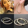 Designer Trendy 2Pairs Hip Hop Punk Gold Plated Crystal Diamond Hoop örhängen gåvor Kvinnor Cirkel eleganta stora örhängen mode cost251w