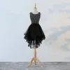 2018 Sexy rückenfreies Kristall-Perlen-Schwarz-Mini-Ballkleid-Abschlussballkleid Heimkehr-Cocktailparty-Kleid für besondere Anlässe Vestido Fiesta BH21