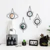 Hooks & Rails Nordic Style Geometric Eye Flower Design Mirror Iron Art Wall Hanging Handmade Home Decoration Hook For Key Clothes1