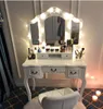 Free Shipping Wholesales Tri-fold Mirror Dresser with Dressing Stool White Dressing Table 5 Drawers