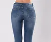 Nakış İnce Lacivert Skinny Kalem Pantolon Moda Kadın Pantolon Jeans Çin Tarzı Floral Womens