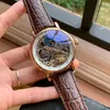 Tourbillon Sapphire Skeleton Automatyczne zegarek Mężczyźni Słońce Moon Faza Męskie zegarki mechaniczne Top RandWatches skórzane paski 200z