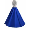 Perles Halter Neck 2 Pièces Robes De Bal 2019 Rose Bleu Royal Vert Foncé Satin Robes De Bal