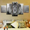 Zdjęcia płótna Modułowa sztuka ścienna 5 sztuk Lion Zwierzęta malowanie salonu HD Druku