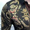 Men's Casual Shirts Gtime Luxury Gold Black Shirt Men 2022 New Slim Fit Long Sleeve Chemise Homme Social Club Prom Shirt ZS36