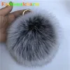 15 cm / 6 "-Black Frost grande vera pelliccia di volpe palla pompon borsa portachiavi ciondolo portachiavi regalo