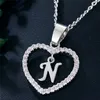 Iced Out Hart Kettingen Initiële Letters Sieraden A-Z 26 Alfabetten Zilver Goud Charm Crystal Love Shaped Hanger Ketting Gift voor Vrouwen Meisje