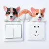 Autocollants d'interrupteur en résine Corgi mignons, décoration murale