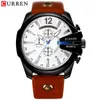 Curren New Fashion Watchカジュアルスポーツウォッチモダンデザインクォーツリストウォッチ本革ストラップ男性Clock284W